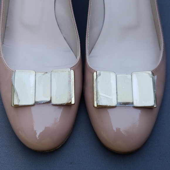 L.K Bennett nude patent leather metal bow pumps - Picture 6 of 6